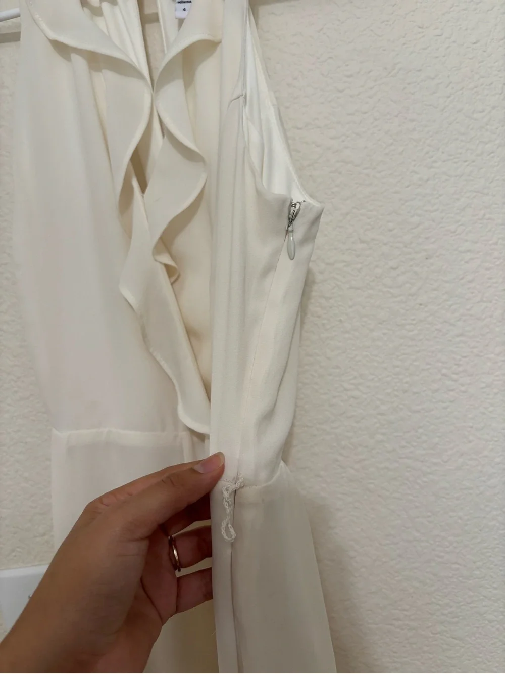 Express Cream Ruffle-Front Mini Dress - Picture 6 of 7